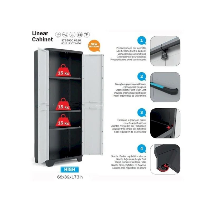 Armadio linear alto con ripiani | Keter - Image 4