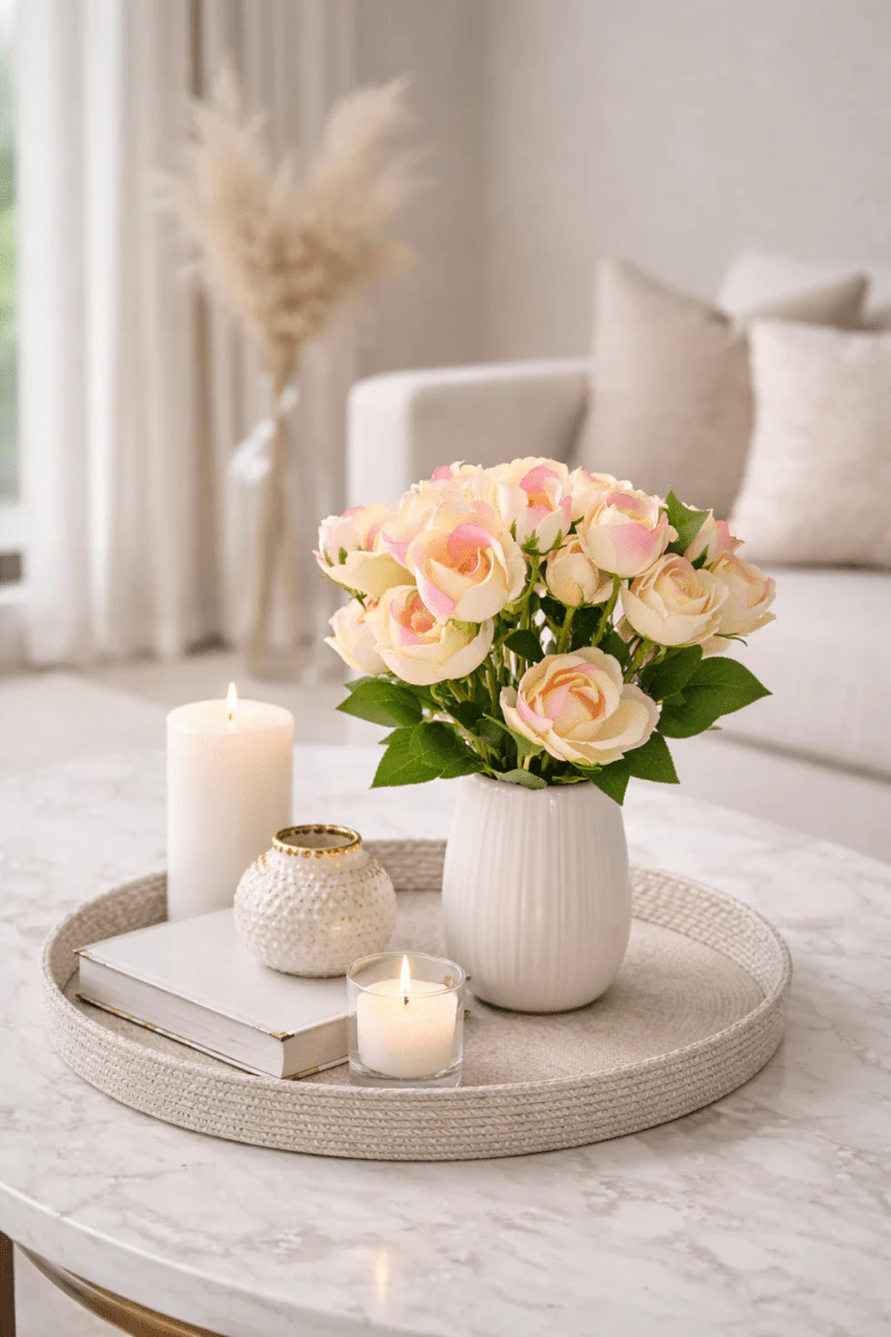 Rosa artificiale bell curly H40cm pinkcream | EDG - Image 2
