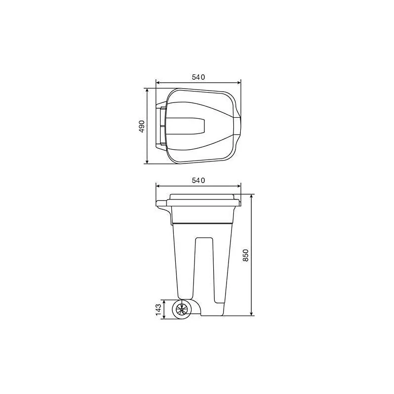 Bidone carrellato rosso 100 LT - Image 2