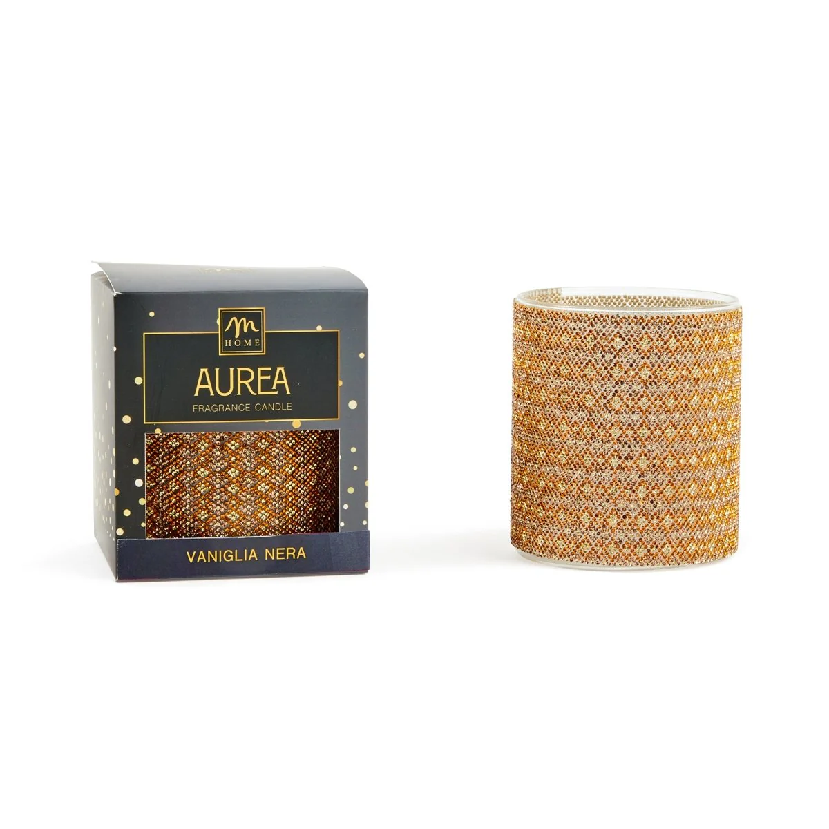 Candela con Strass dorata in vetro 380GR | Mercury