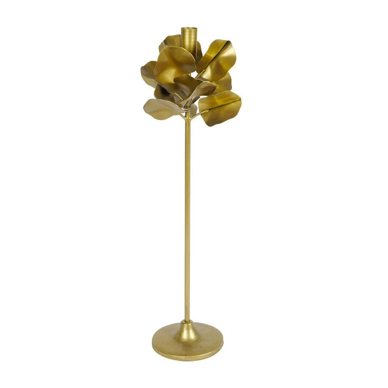 Candeliere foglie oro in metallo