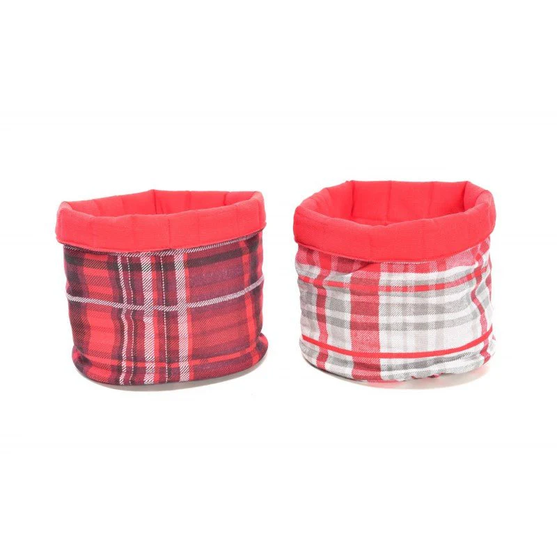Cestino Natalizio Cotone Tartan 17x17 Cm