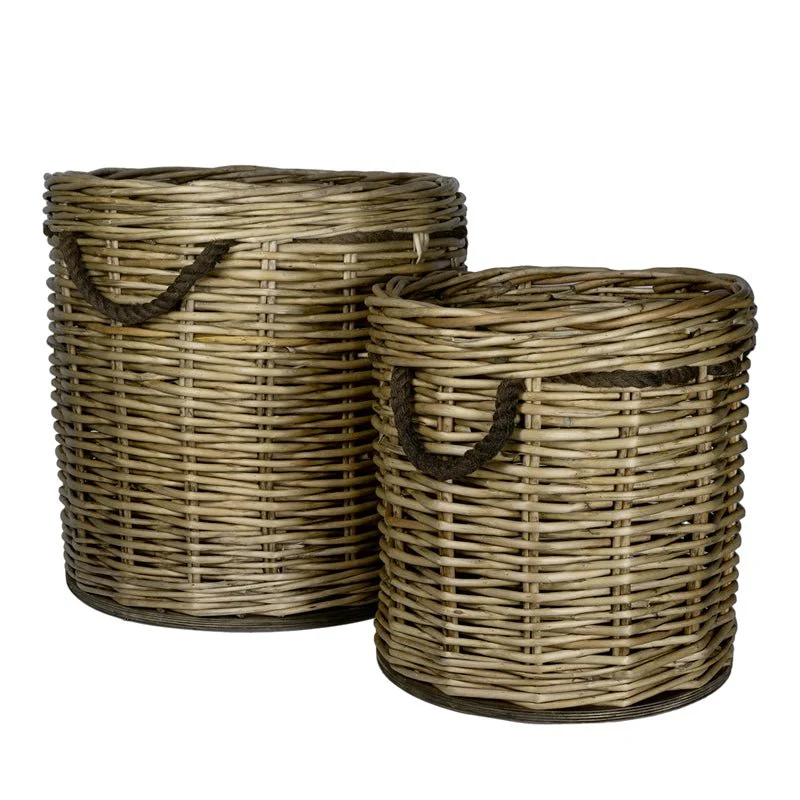 Cesto Tondo in Vimini con Manici – Set Naturale Decorativo