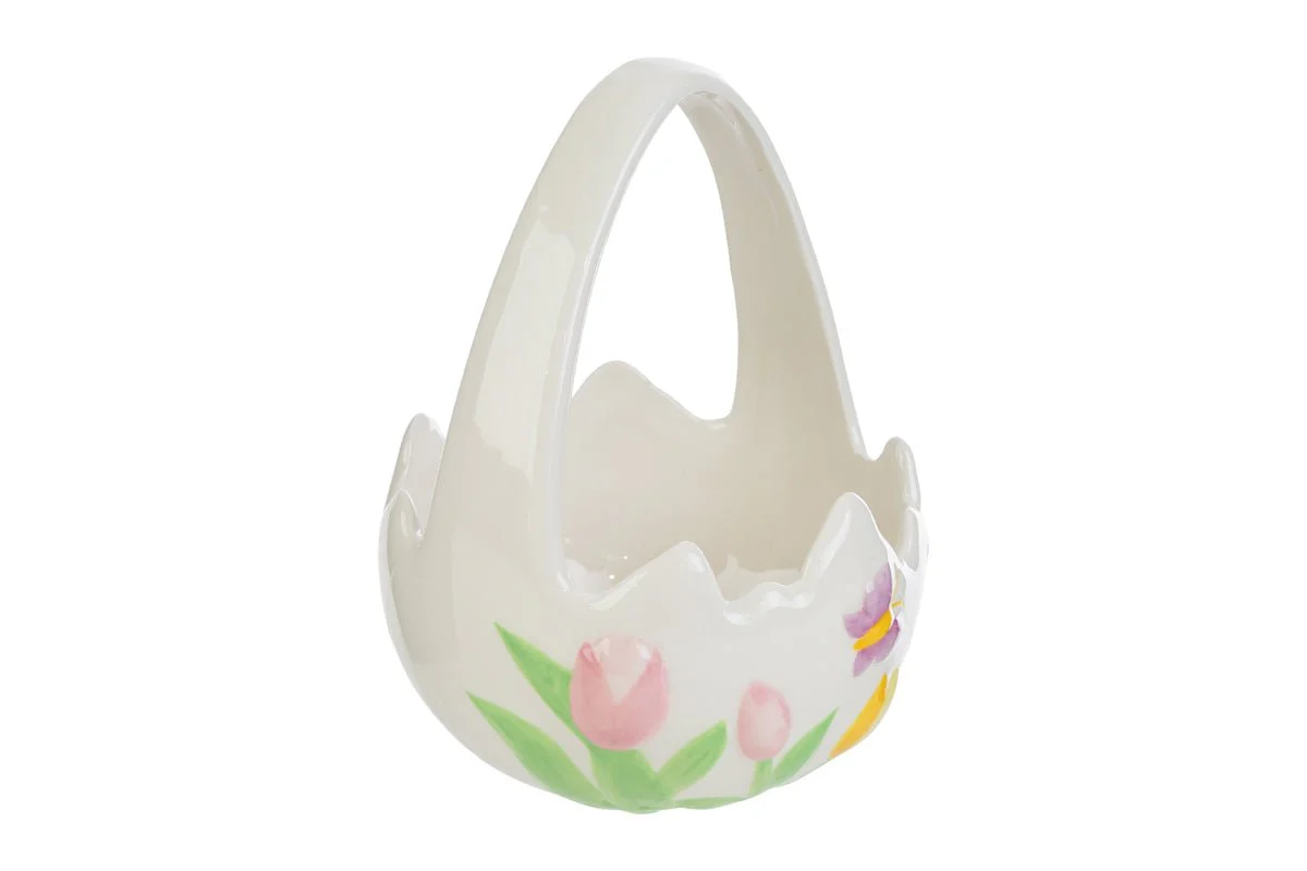 Cestino pasquale in porcellana con tulipani - Image 2
