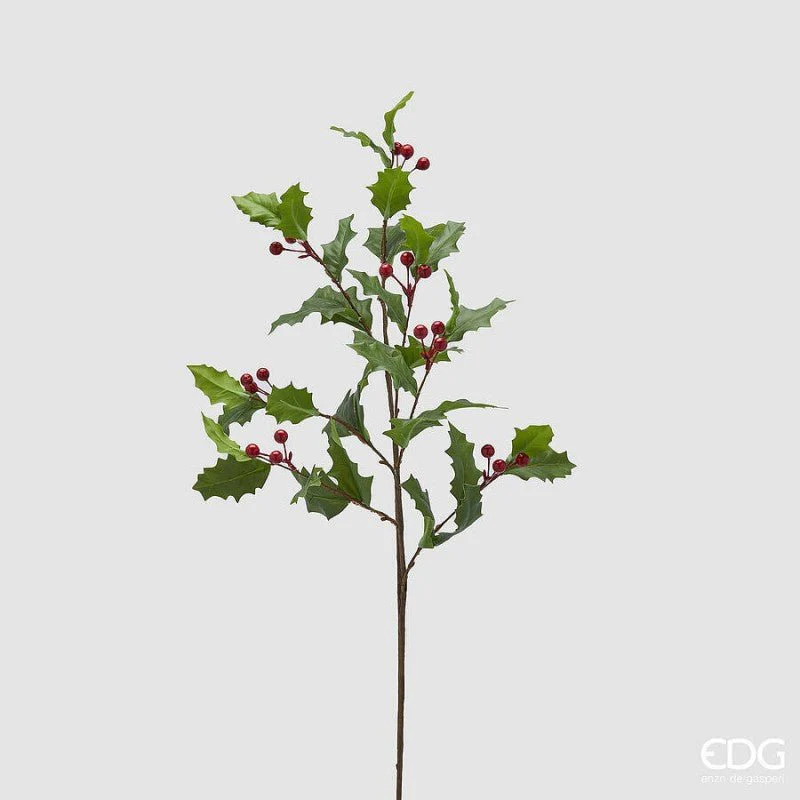 Decorazione natalizia ramo agrifoglio con bacche H100 cm | EDG