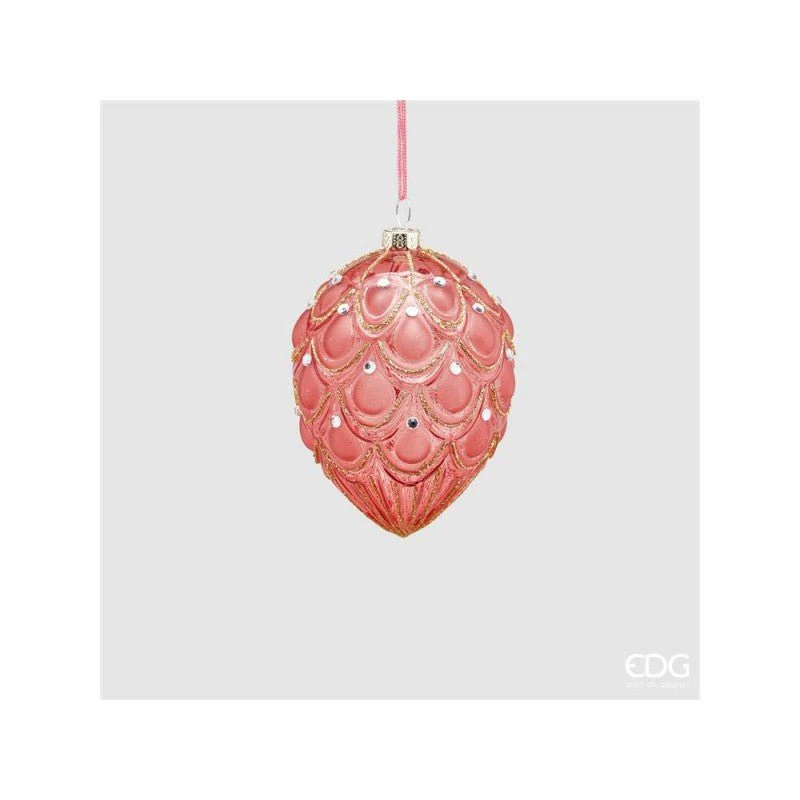 Decorazione Pigna vetro deco h11 pink