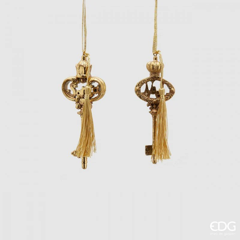 Decorazione natalizia chiavi dorate con nappina| EDG