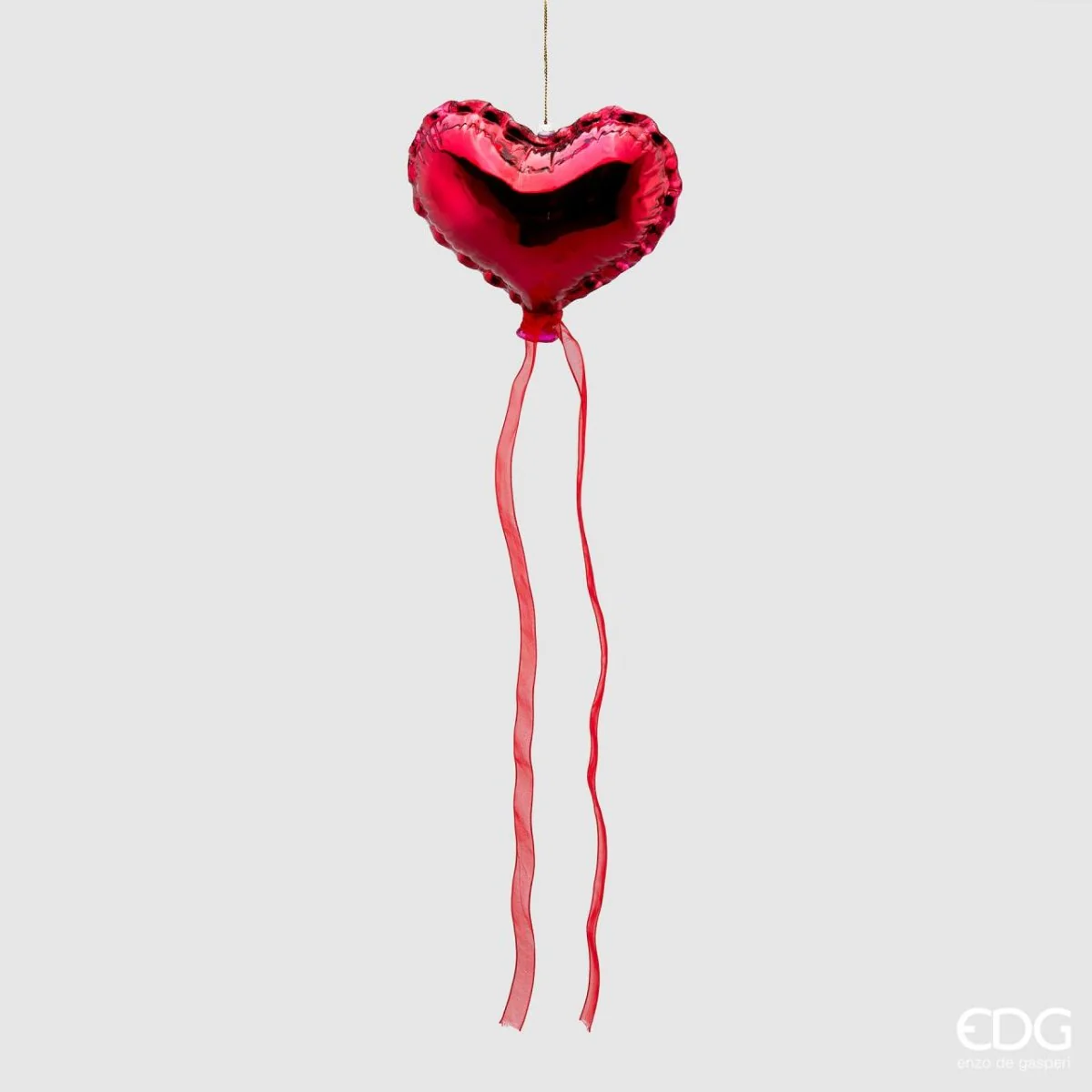 Decorazioni natalizie cuore oro e cuore rosa con nastri (set 2 pz) | EDG - Image 2