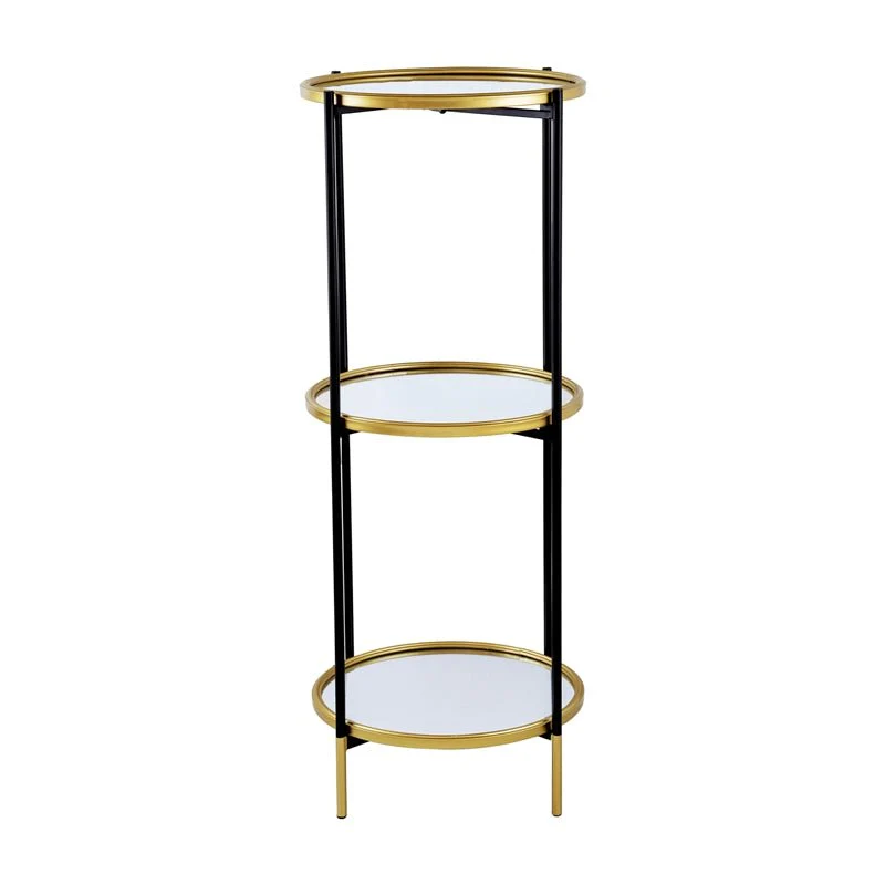 Espositore 3 Piani Nero/Oro con Ripiani a Specchio