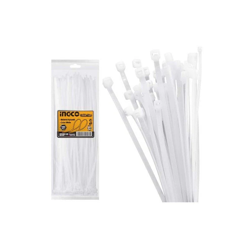 Fascette nylon 3,6 x 200 mm bianche – confezione da 100 pezzi