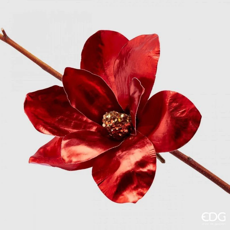 Fiore artificiale Magnolia metallica con clip EDG