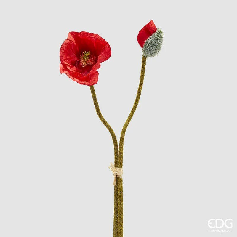 Fiore artificiale Papavero Ramo Bocciolo mazzetto 2pz H.70cm |EDG - Image 2