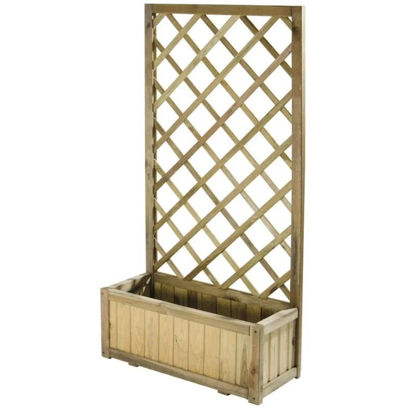 Fioriera con grigliato in legno impregnato 75x3x180h cm Verdelook