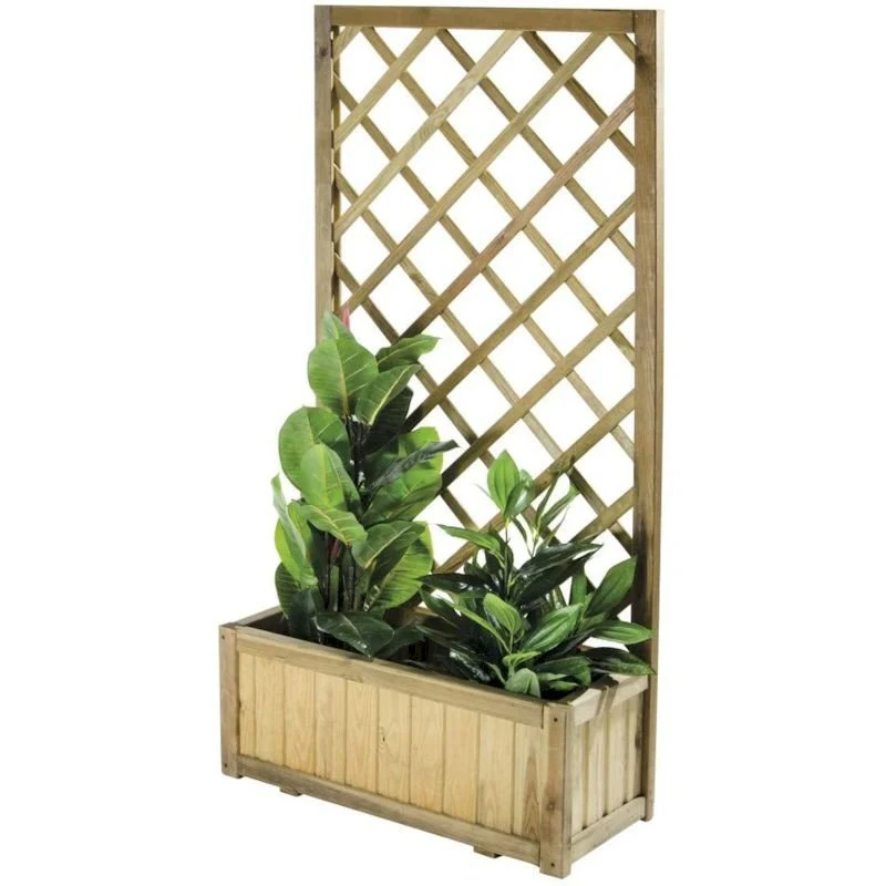 Fioriera con grigliato in legno impregnato 75x3x180h cm Verdelook - Image 2