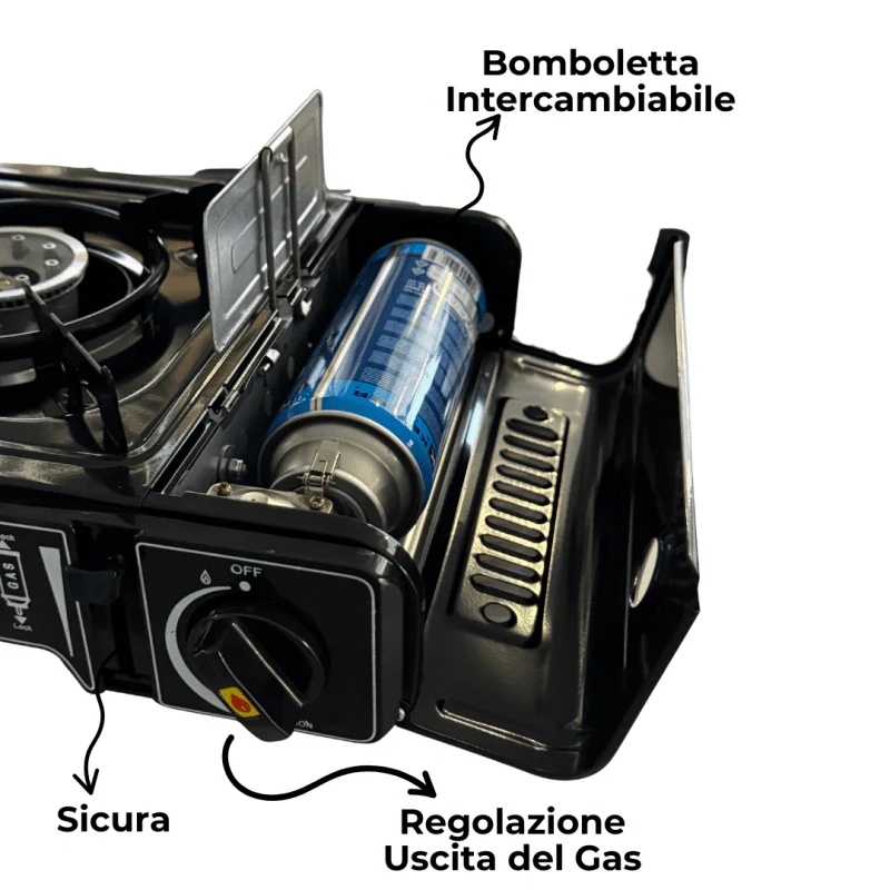 Fornello a Gas Portatile da Campeggio con Valigetta – Compatto, Potente e Facile da Trasportare - Image 4