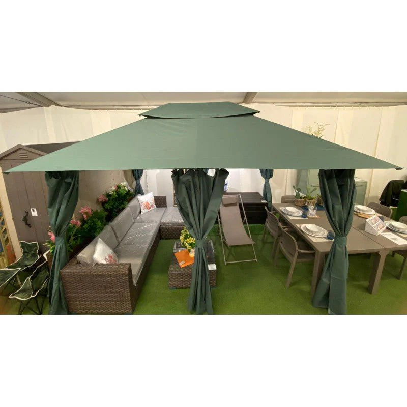 Gazebo fisso 3x4 m in acciaio con tende laterali Argo Xone - Image 3