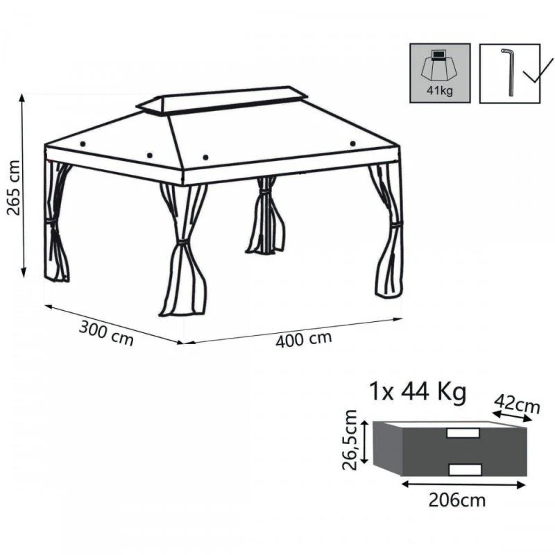 Gazebo fisso 3x4 con tende laterali Avana - Image 8