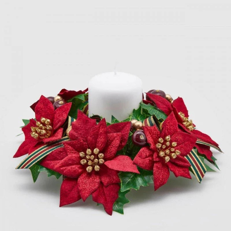 Girocandela con Stelle di Natale 23cm
