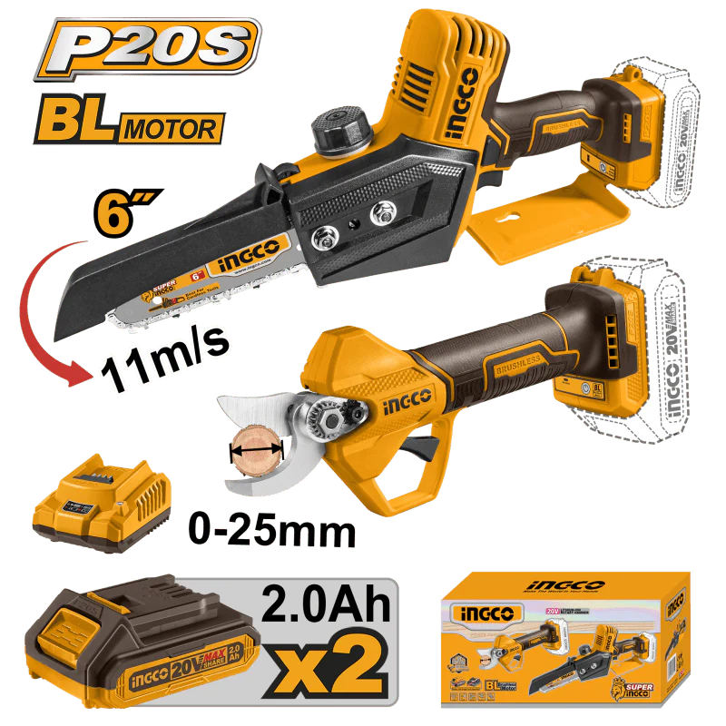 Kit Mini Elettrosega Cgsli2068+ Forbici Da Pota Cssli20258