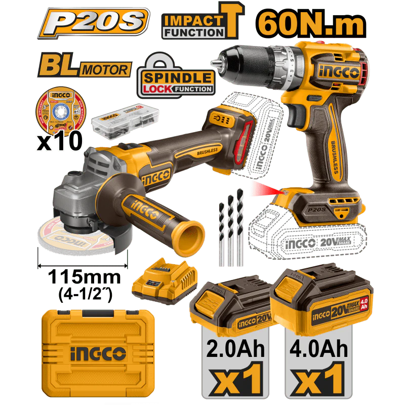 Kit Smerigliatrice Cagli21154 + Trapano Cidli20602 C/valig.
