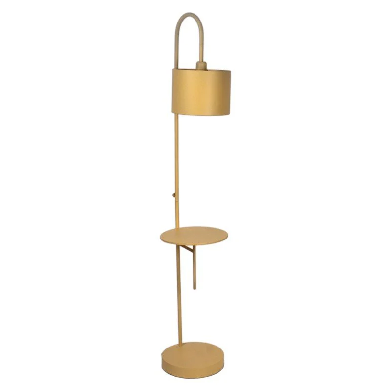 Lampada da terra con tavolinetto in metallo
