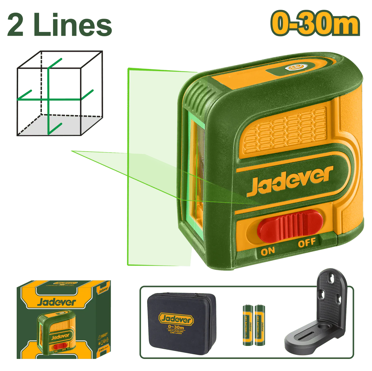 Livella Laser Verde Jadever 2 Linee Autolivellante 30m