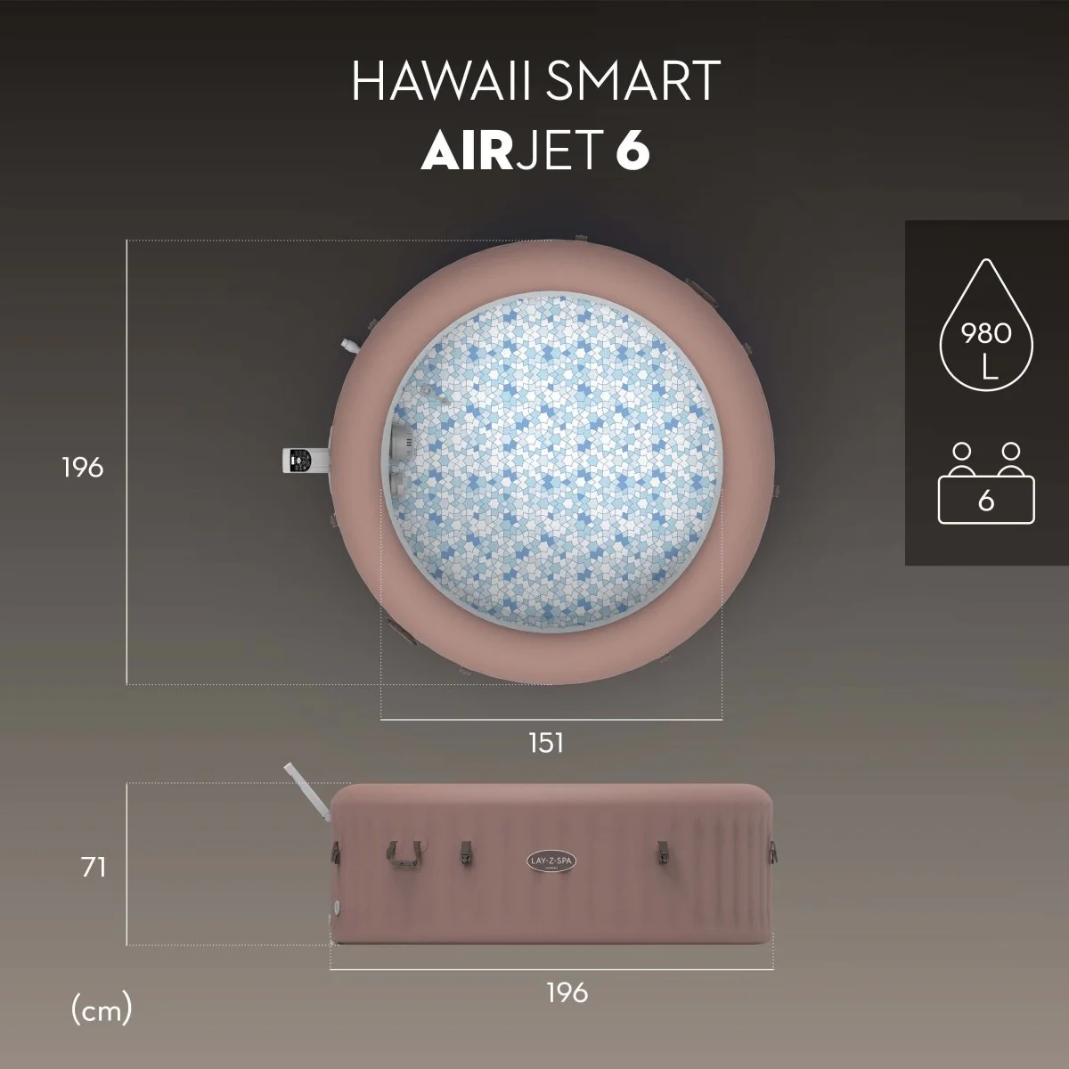 Idromassaggio gonfiabile Hawaii Lay-Z-Spa AirJet 4-6 persone - Image 2