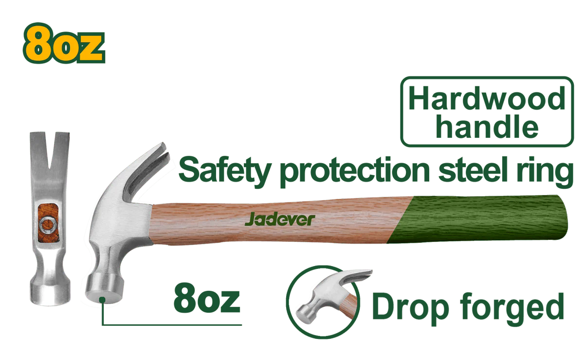 Martello Carpentiere Jadever 8 oz (220 g) con Manico in Legno