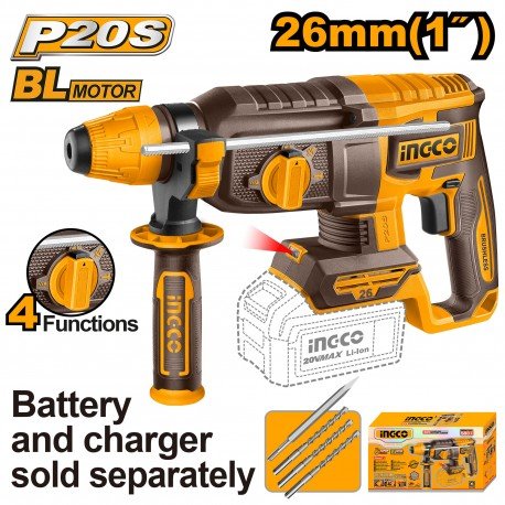 Martello Demolitore Brushless a batteria 20v 26mm 4funzioni | INGCO