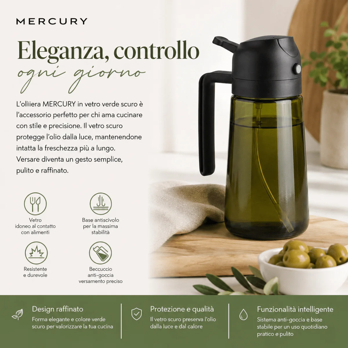 Oliera spray in vetro scuro 70ML | Mercury - Image 2
