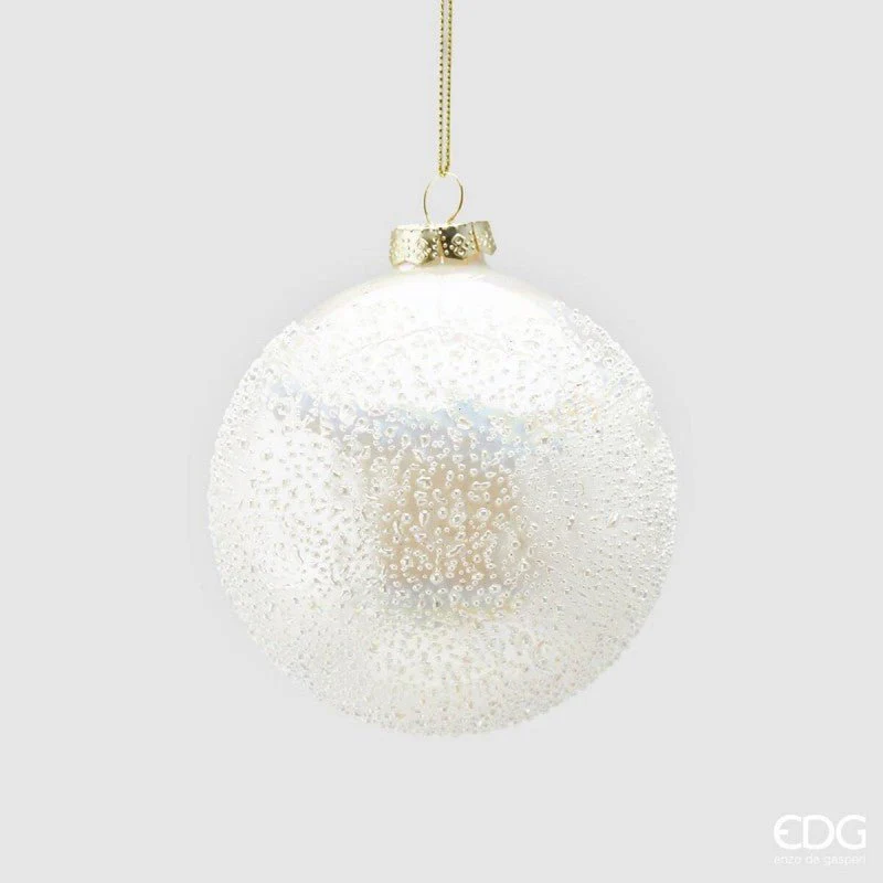 Palla in Vetro con Microbolle Diametro 10 cm Bianco| EDG