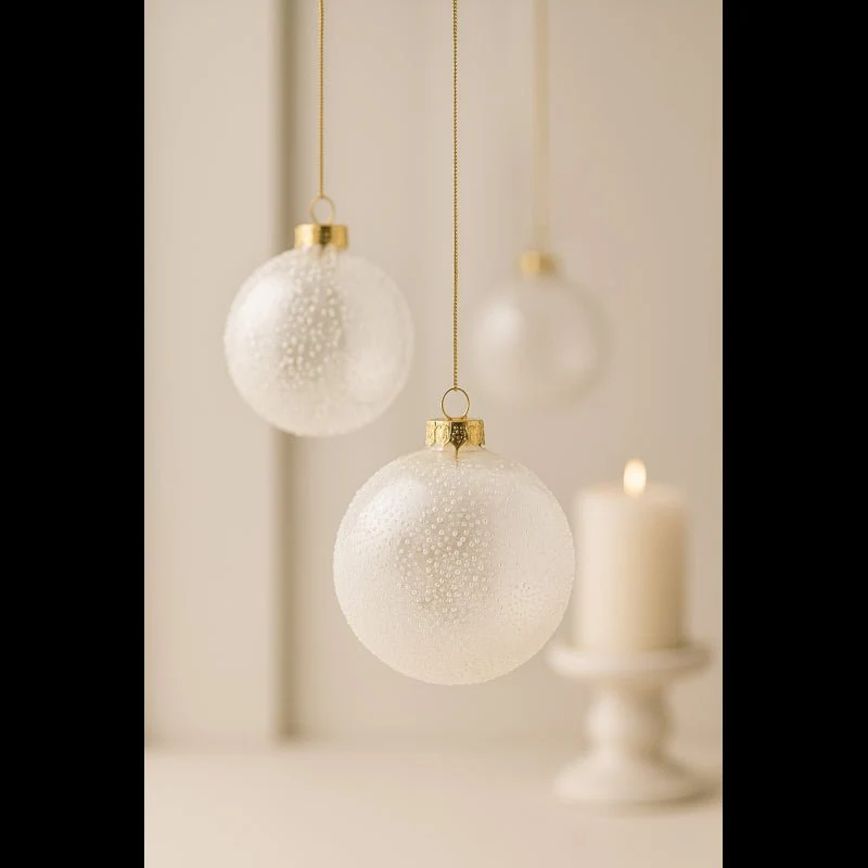 Palla in Vetro con Microbolle Diametro 10 cm Bianco| EDG - Image 2