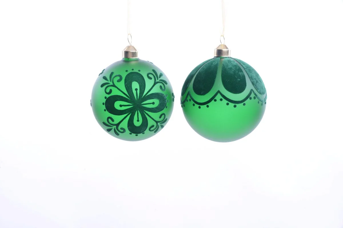 Palla vetro verde con decori D.10CM | Mercury