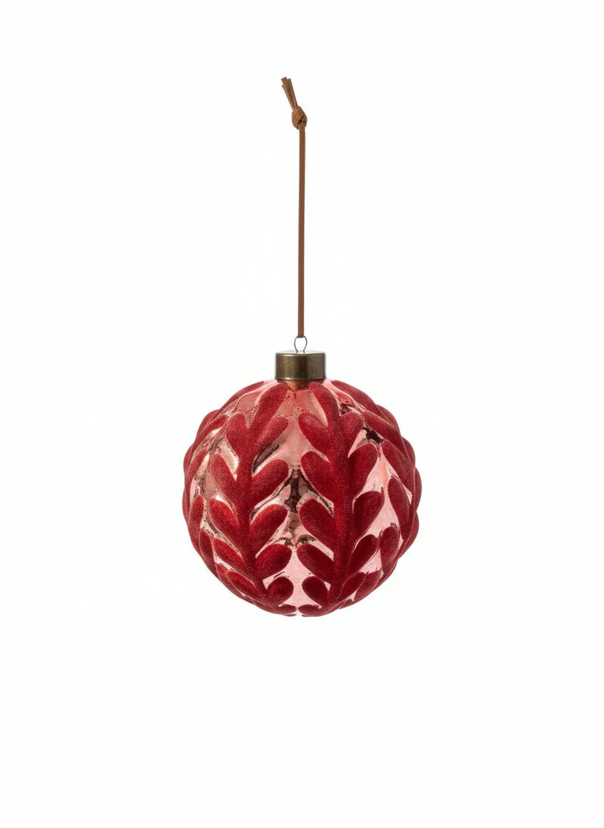 Palla di Natale 3D in vetro effetto Spiral + Decoro Velluto