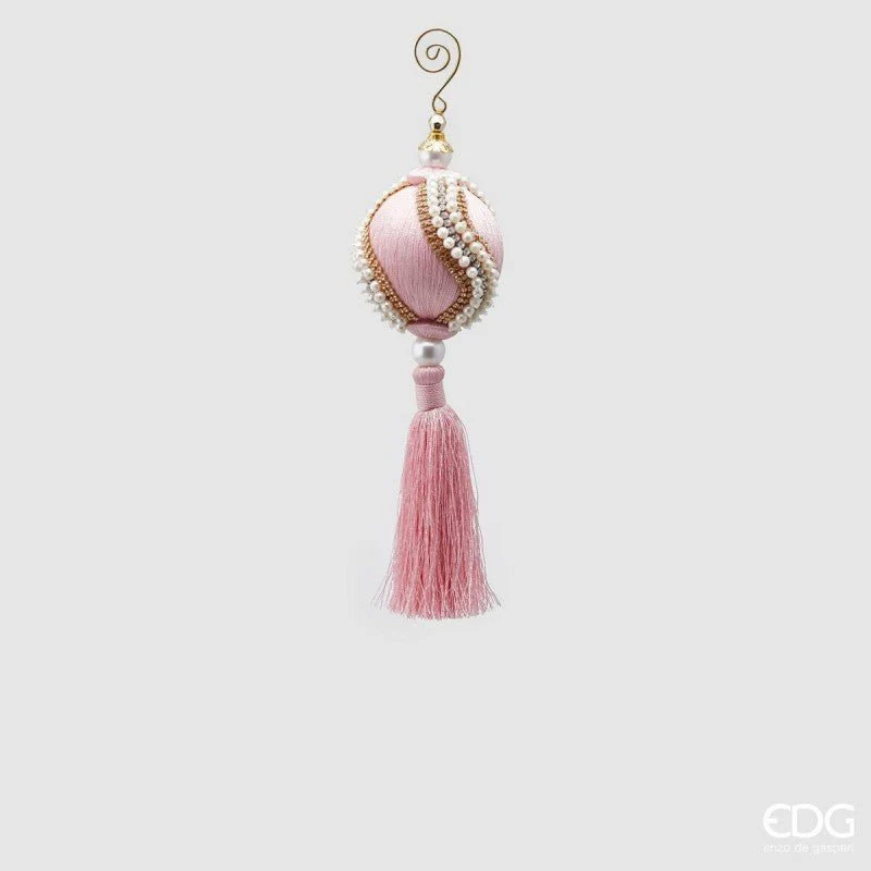 Pallina Decorativa In Nappa Con Perle H28 Diam.8| EDG