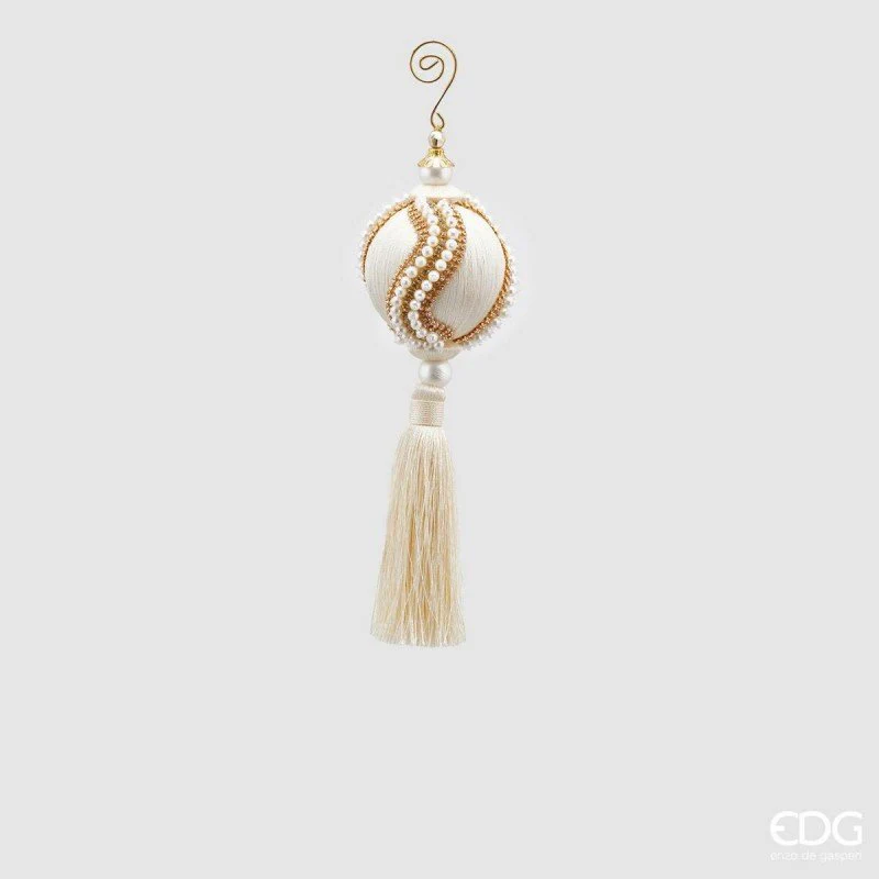 Pallina Decorativa In Nappa Con Perle H28 Diam.8| EDG - Image 2