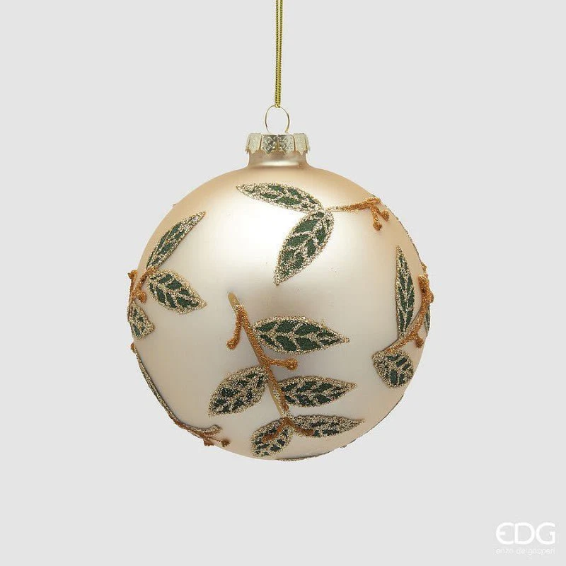 Pallina di Natale con foglie oro pallido | EDG