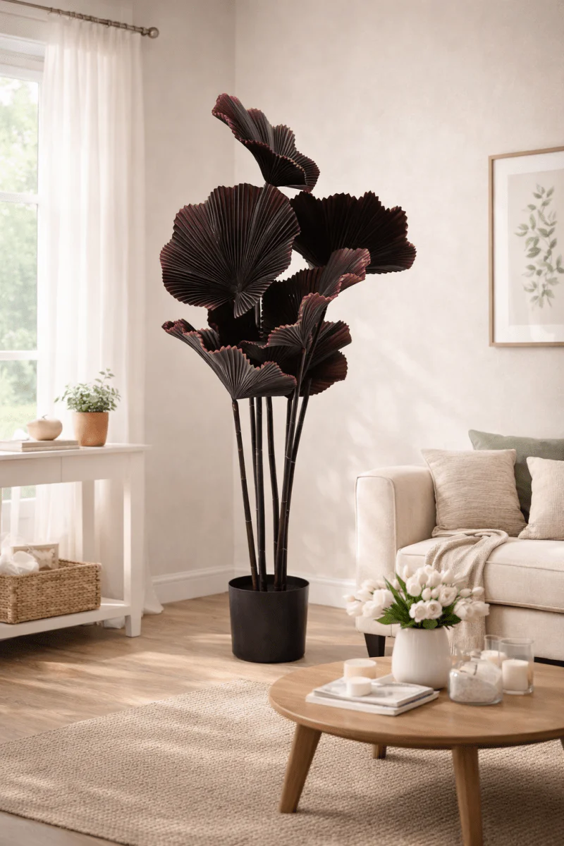 Palma artificiale bordeaux in PVC H.106cm - Image 2