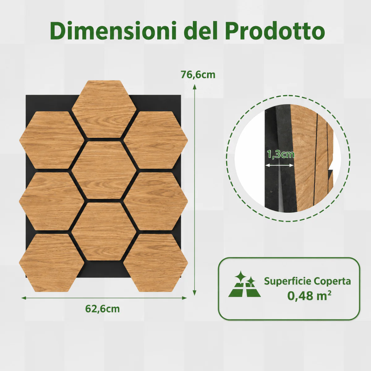 Pannello acustico esagonale 62,6X76,6X1,3 effetto rovere miele | OX Zeroper - Image 6