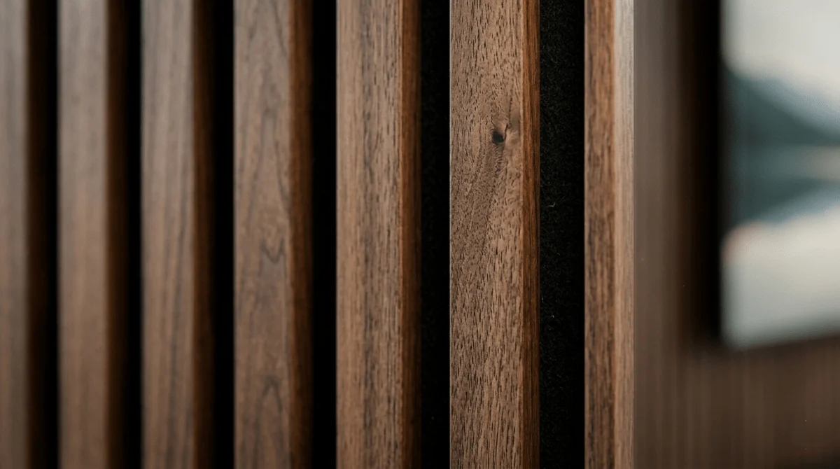 Set 4 pannelli fonoassorbenti dogati in MDF colore Teak H280X60,5X1,2cm | OX Zeroper - Image 4