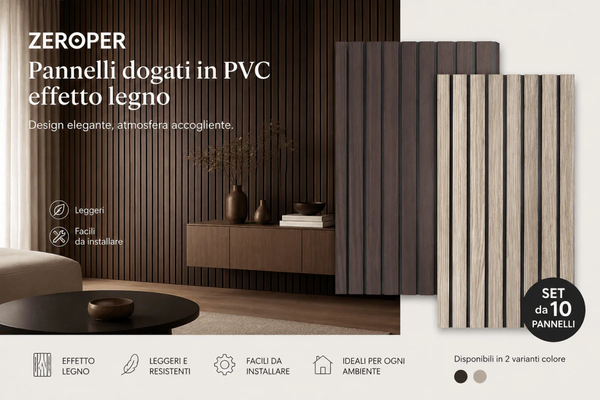 Set 10 Pannelli Decorativi effetto legno dogato in PVC H280x30x1cm | OX Zeroper - Image 5