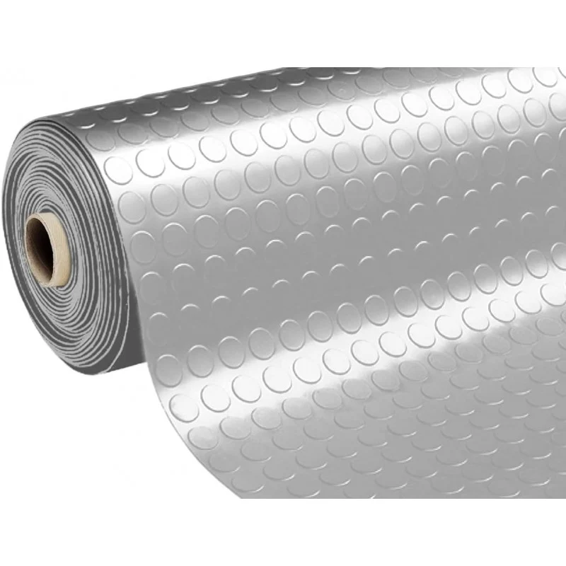 Pavimento bullonato antiscivolo in PVC grigio chiaro