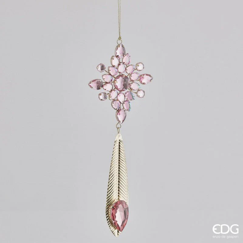 Pendente con gemme rosa h24cm