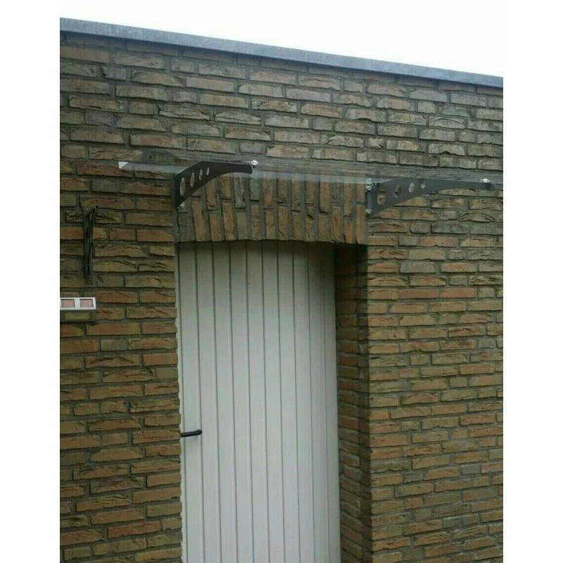 Pensilina Trasparente da Esterno 140x90 cm in Policarbonato con Supporti in Acciaio - Image 4