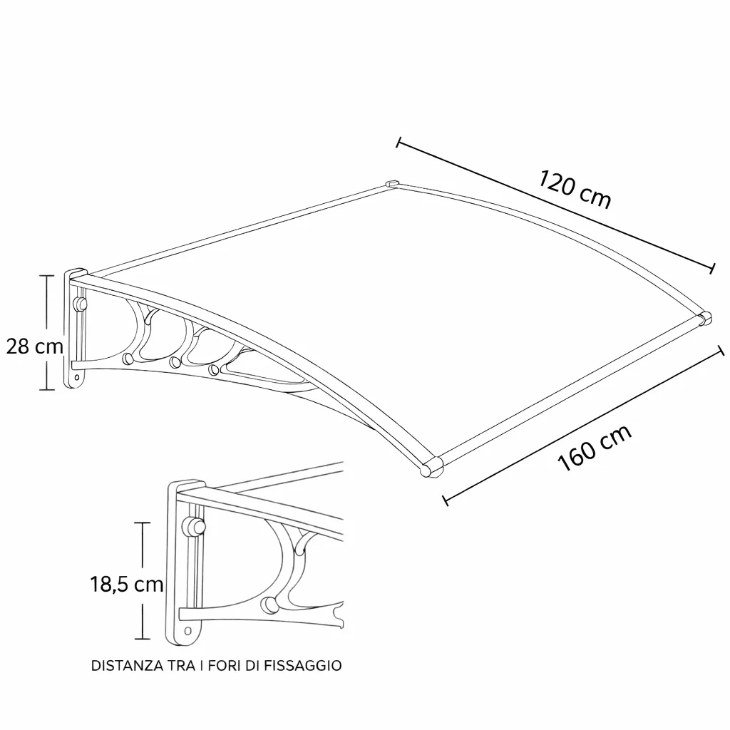 Pensilina trasparente da esterno in policarbonato con supporti grigi Xone - Image 8