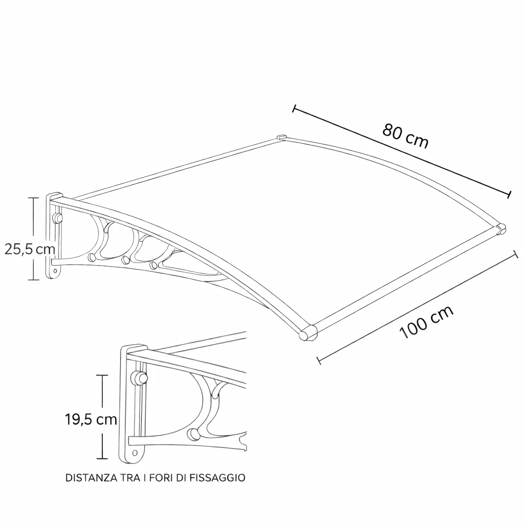 Pensilina trasparente da esterno in policarbonato con supporti grigi Xone - Image 9