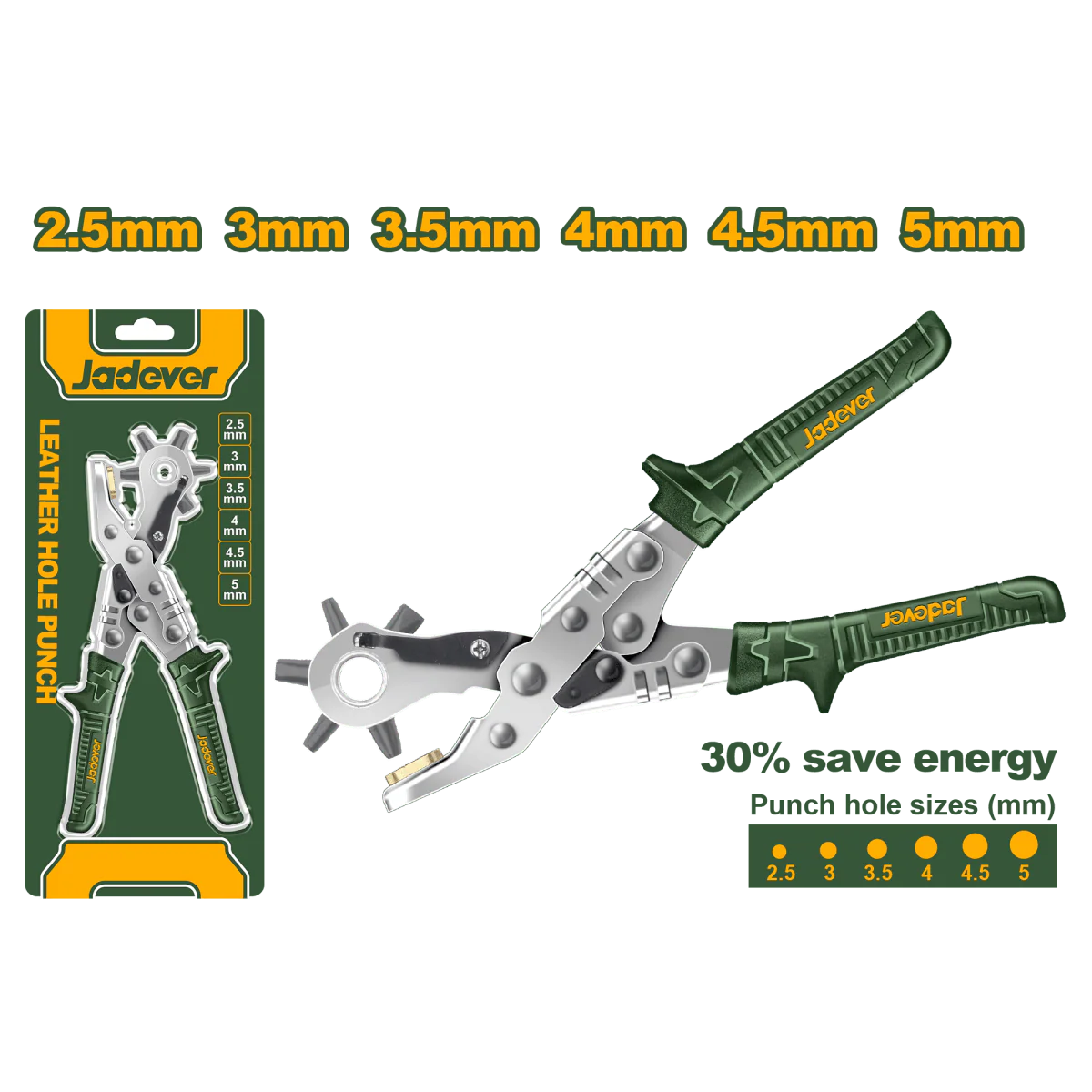 Pinza perforatrice Jadever 10” a 6 fori per cuoio e materiali flessibili