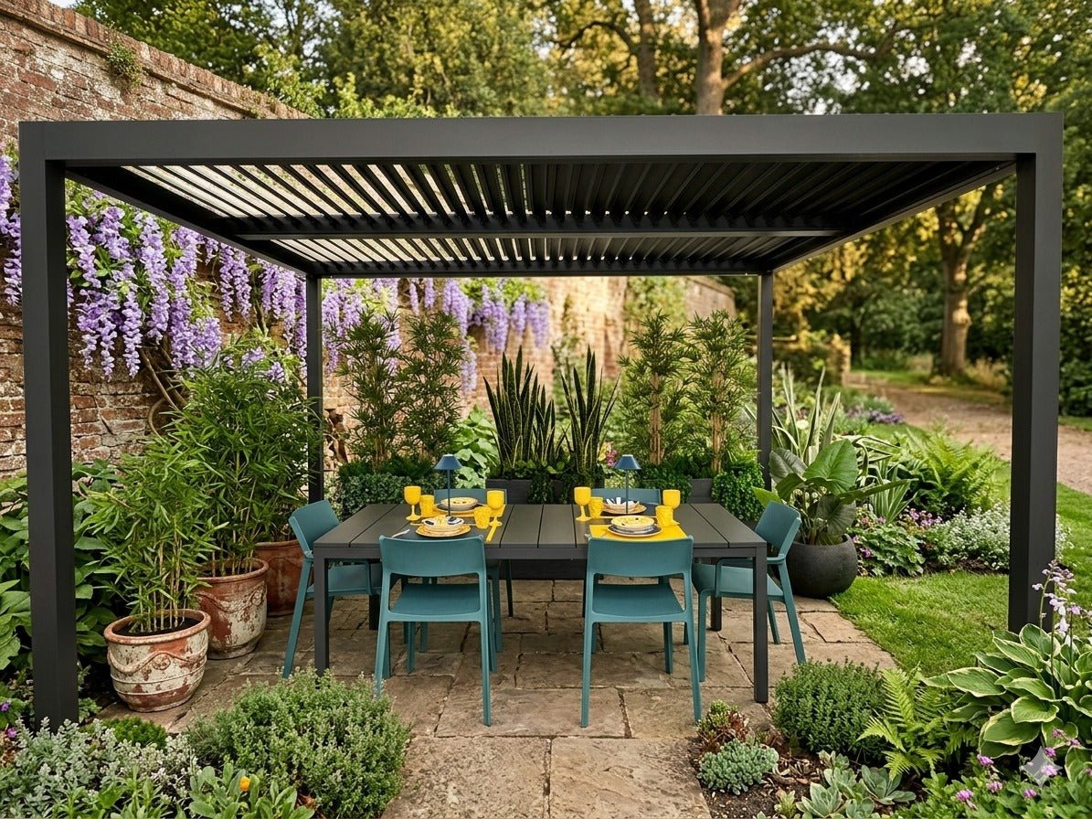 Pergola bioclimatica autoportante in alluminio antracite Gaia Xone - Image 2