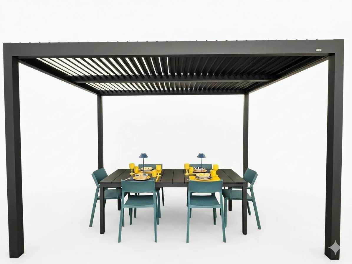 Pergola bioclimatica autoportante in alluminio antracite Gaia Xone - Image 6