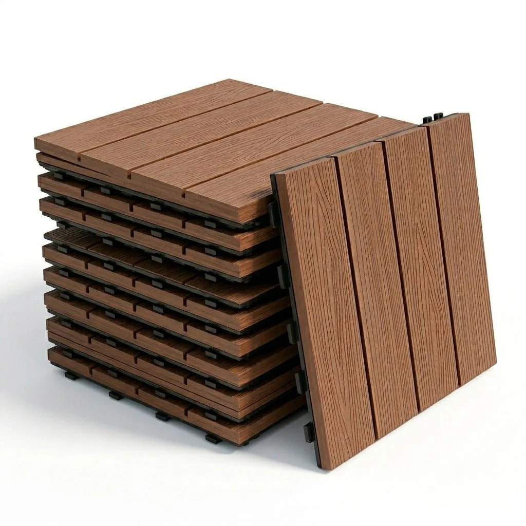 Set Piastrelle WPC a incastro click da esterno effetto legno 30x30 cm - 9 pezzi - Image 8